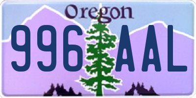 OR license plate 996AAL