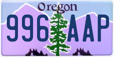 OR license plate 996AAP