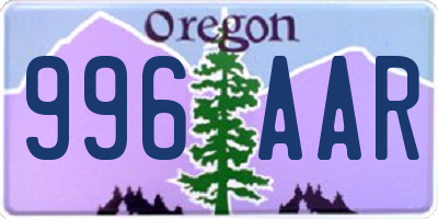 OR license plate 996AAR
