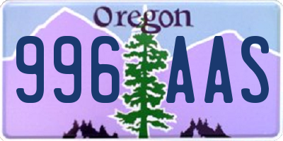 OR license plate 996AAS