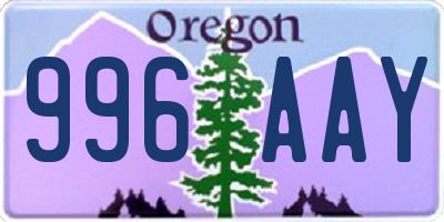 OR license plate 996AAY
