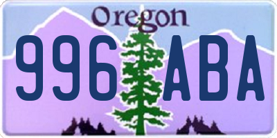 OR license plate 996ABA