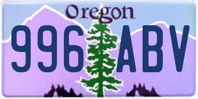 OR license plate 996ABV