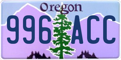OR license plate 996ACC