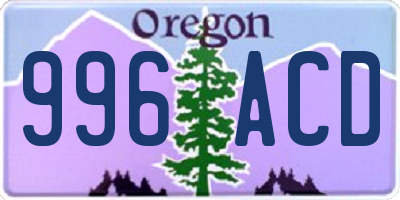 OR license plate 996ACD