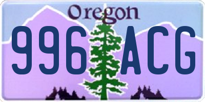 OR license plate 996ACG