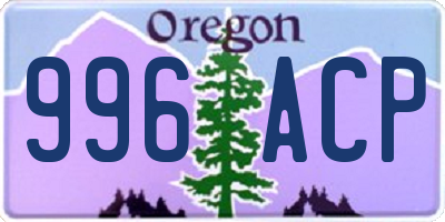 OR license plate 996ACP