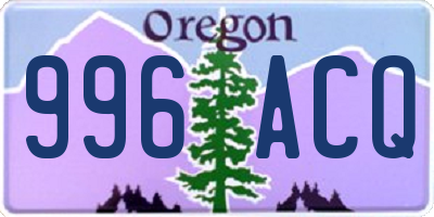 OR license plate 996ACQ