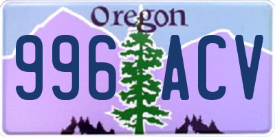 OR license plate 996ACV