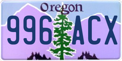 OR license plate 996ACX