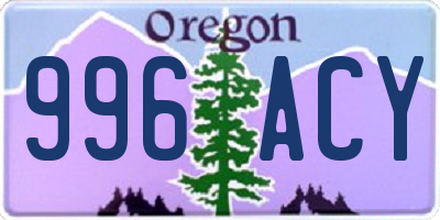 OR license plate 996ACY