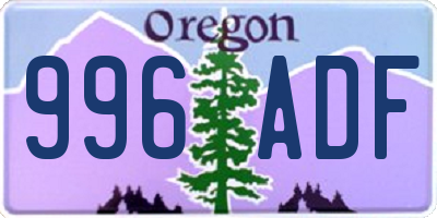 OR license plate 996ADF