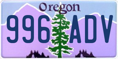 OR license plate 996ADV