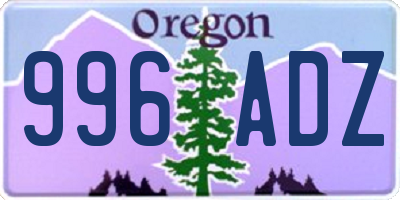 OR license plate 996ADZ