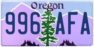 OR license plate 996AFA