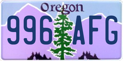 OR license plate 996AFG