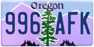 OR license plate 996AFK