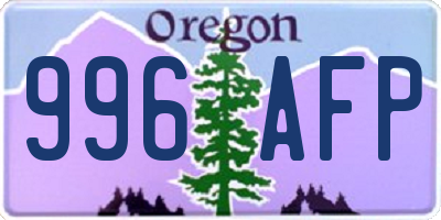 OR license plate 996AFP