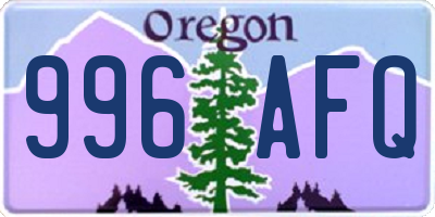 OR license plate 996AFQ
