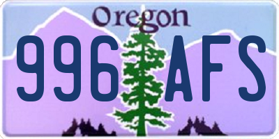 OR license plate 996AFS