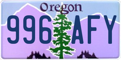 OR license plate 996AFY