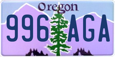 OR license plate 996AGA