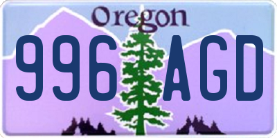 OR license plate 996AGD