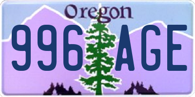 OR license plate 996AGE