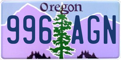 OR license plate 996AGN