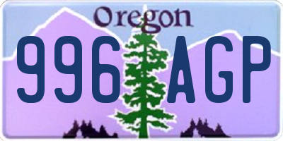 OR license plate 996AGP