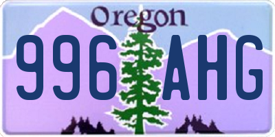 OR license plate 996AHG