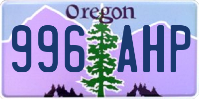 OR license plate 996AHP