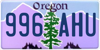 OR license plate 996AHU