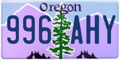 OR license plate 996AHY