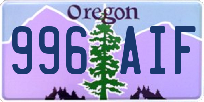 OR license plate 996AIF