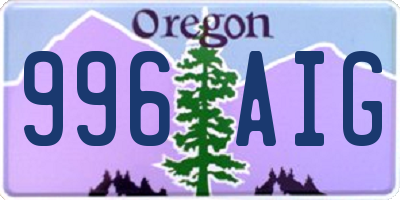 OR license plate 996AIG