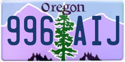 OR license plate 996AIJ