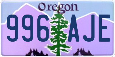 OR license plate 996AJE