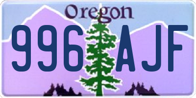 OR license plate 996AJF