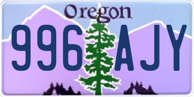 OR license plate 996AJY