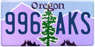 OR license plate 996AKS