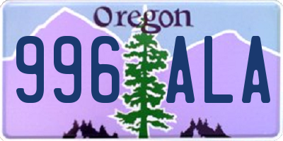 OR license plate 996ALA