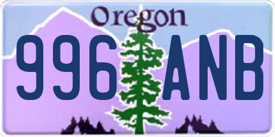 OR license plate 996ANB