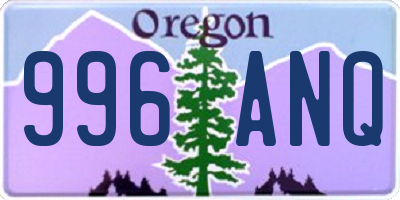 OR license plate 996ANQ