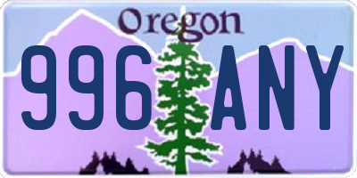 OR license plate 996ANY