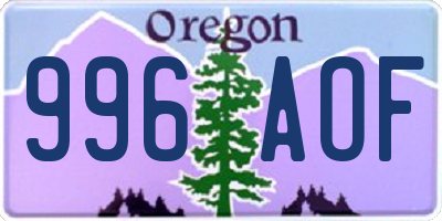 OR license plate 996AOF