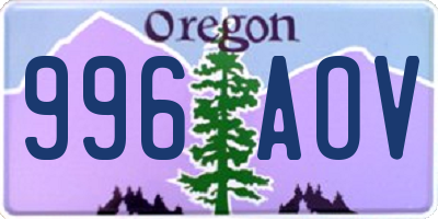 OR license plate 996AOV