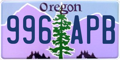 OR license plate 996APB