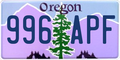 OR license plate 996APF