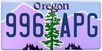 OR license plate 996APG